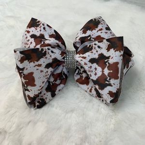 Cow Print Rhinestone Bow